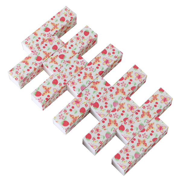 10-pack, nagelbufferblock för naturliga och akrylnaglar, 4-sidig, medelgrov nagelfil (mönster)