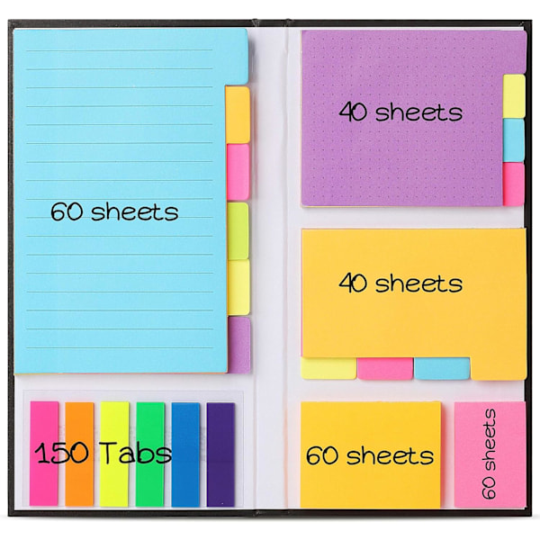 Post-it-set, post-it-etikett, 410 stycken, separata post-it-lappar, skolmaterial, kontorsmaterial, planerings-post-it-lappar, post-it-etikettdelare,