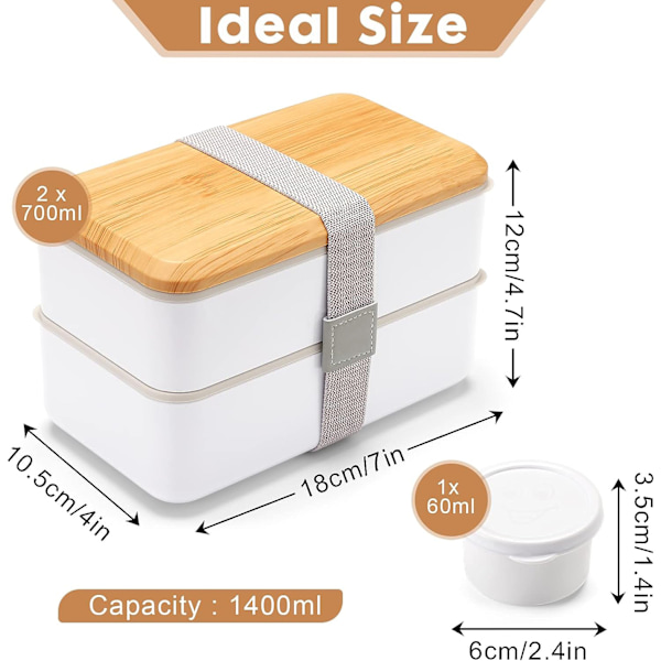 Bento Box Lunchlåda för vuxna, Lunchlåda med fack (47oz), Stapelbar Bento Lunchlåda för vuxna, Rektangulär Lunchable Matbehållare med bestick