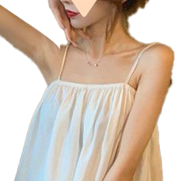 Dam Spaghetti Strap Linnen Sommar Trendiga Casual Lösa Ärmlösa Linnen för Dagligen Dejt Jobb Fest Vit L
