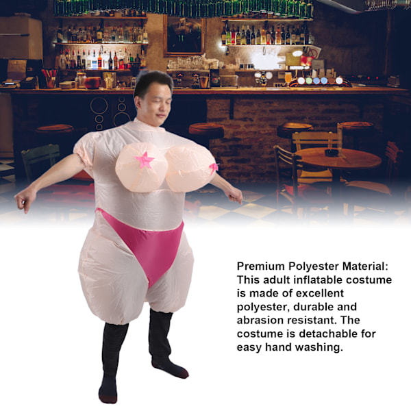 Uppblåsbar Kostym för Vuxna Polyester Storbröstad Kvinna Cosplay Rolig Uppblåsbar Halloweenkostym för Fest Inomhus Utomhus