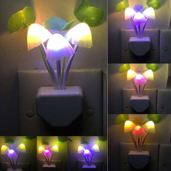 Svamp nattlampa LED nattlampa med smart sensor, färgskiftande plug-in LED svamp dröm sänglampa för sovrum heminredning