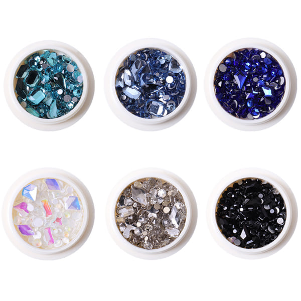 Blandade färger Nail Art Rhinestone Crystal