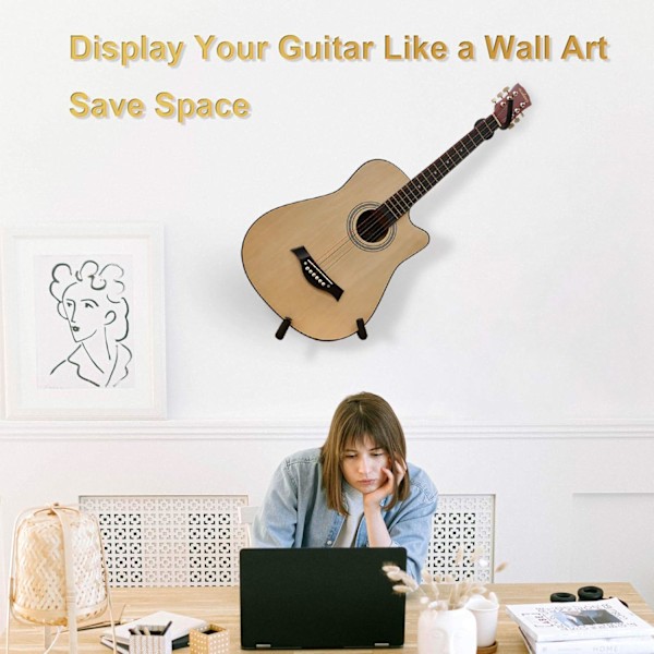 Gitarrväggfäste, Premiumkrokar för visning av akustiska, elektriska, klassiska gitarrer, ukulele, banjo, mandoliner, stark delad ståldesign, enkel