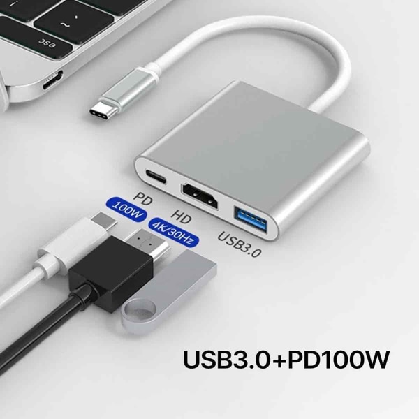 USB-C-adapter för HDMI - USB 3.0 - USB-C 3 i 1