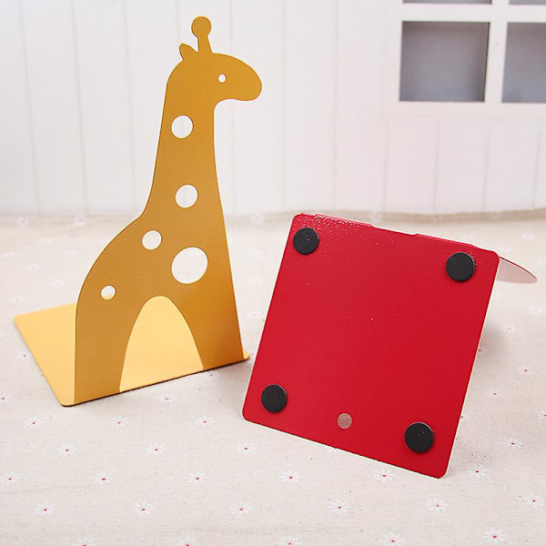Kreativ Giraffdesign Gul Giraff Bokstöd, Söta Bokstöd i Metall med Halkfri och Rundad Hörndesign för Hemmakontorsdekoration och Barn