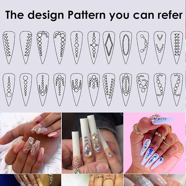 3D nagelkonst strass, platta kristallstenar för DIY nagelkonstdekoration