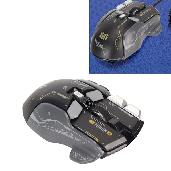 Trådbunden Gamingmus 10 Knappar Makroprogrammerbar 13 RGB-ljuslägen 6 Hastigheter 12800dpi Trådbundna RGB-gamingmöss Svart