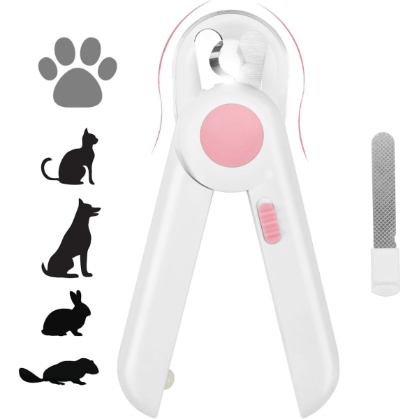Katt- och hundklosax och trimmer, husdjursklosax med LED-ljus för att undvika överklippning, dold nagelfil och rakblad, professionell
