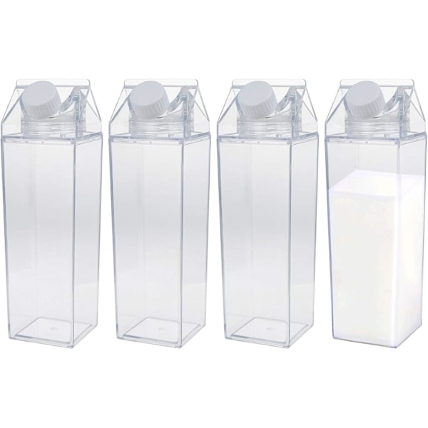 Resevänlig Bärbar Fyrkantig Juiceflaska För Utomhussporter, Anpassningsbar Transparent BPA-fri Läcksäker Design Livsmedelsklassat Material (4 ST)