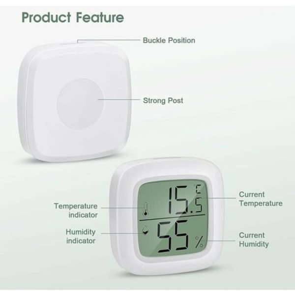 Inomhus termometer, hemtermometer 3 stycken Mini LCD bärbar inomhus termometer hygrometer -20 ℃ 60 ℃, 10% 99% RH Lämplig för barns