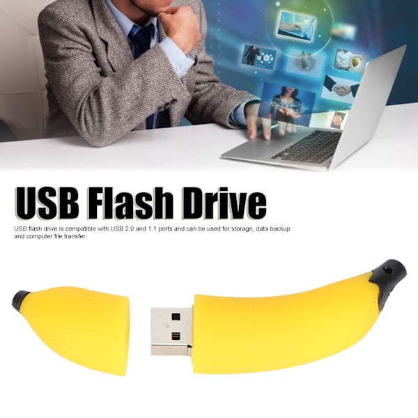 USB-minne Söt Tecknad Bananform Tummenheter för Barn Studenter Lärare Kollega Gåva 32GB