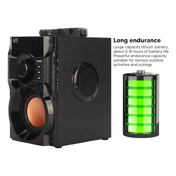 Bärbar Bluetooth-högtalare med Subwoofer Trådlöst Stereoljud Rik Bas Bluetooth-högtalare för Utomhusfest Resa