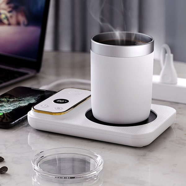 Kaffe-Muggvärmare för skrivbord, kontor, hem, Smart kaffekoppsvärmare med 3 temperaturinställningar & 8 timmars automatisk avstängning