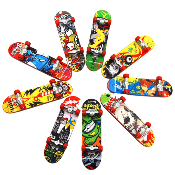 Finger Skateboard Set, 9 st slumpmässigt urval Mini Finger Skateboard Professionell legering Finger Skateboards Kreativ present till barn