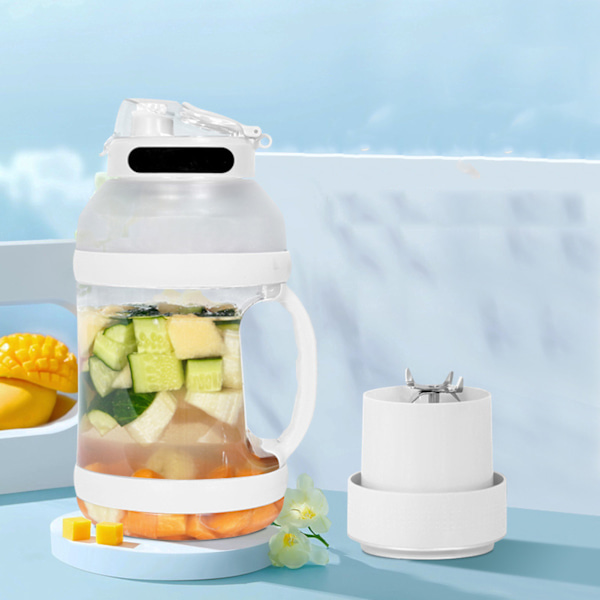 2L Sport Portabel Blender med 6 Blad 18000rpm 4000mAh Typ C Resejuiceblender för Shakes Smoothies Vit