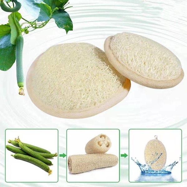 3-pack exfoliating loofah svampar, stora 5”x 7” - 100 % naturliga luffa- och frottématerial, premium loofah svamp skrubber kroppshandske nära