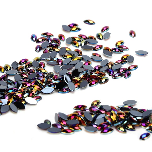1000 st Crafting Strass Stenar DIY Hästögat Forma Fancy Flatback Glaskristaller Pärlor för Hantverk Dekoration Present09 Svart AB