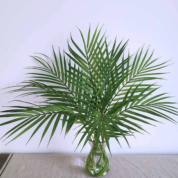 8 st konstgjorda Areca-palmblad Stjälkar Grönska Tropiska Palmblad Växter Faux Monstera Blad för Palmsöndag Blomsterarrangemang Hawaiiansk