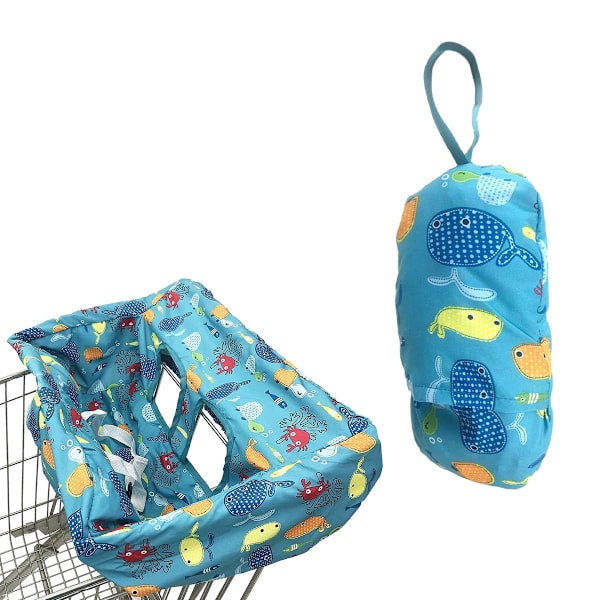Shoppingvagnsskydd för baby - 2-i-1 - Fällbar bärbar sits med väska för spädbarn till småbarn - Kompatibel med matvagnsstol och barnstol