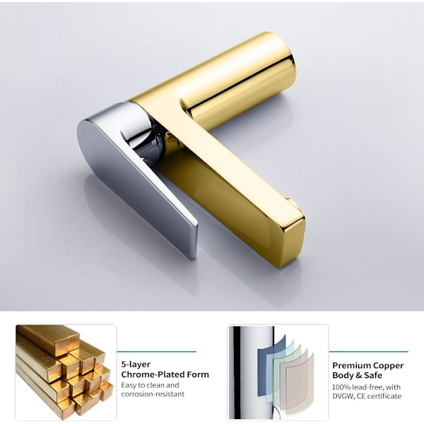 Tvättställsblandare, Modern Design Kromfinish för Mångsidig Installation, Skräddarsydd Design Idealisk för Badrum, Kommersiellt Tvättställ (1x Massiv Mässing