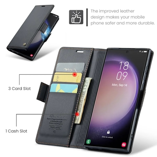 Samsung S24 Ultra - Fodral 4-FACK Premium CaseMe® Svart Black