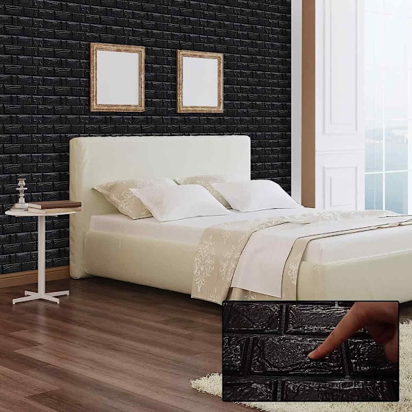 3D väggpaneler Skala och klistra 10 st skum tegel tapet för sovrum Faux sten väggpanel självhäftande tapet, 32CM*32CM*6MM