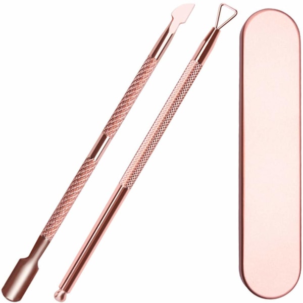 Nagelbands pusher och skärare set, 2-pack gel nagellackborttagare verktyg triangel nagelbands skalare skrapa och sked nagel rengöring rostfritt stål manikyr verktyg