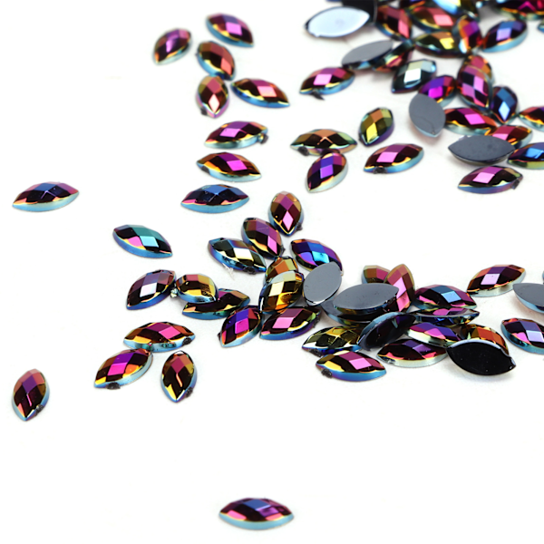 1000 st Crafting Strass Stenar DIY Hästögat Forma Fancy Flatback Glaskristaller Pärlor för Hantverk Dekoration Present09 Svart AB