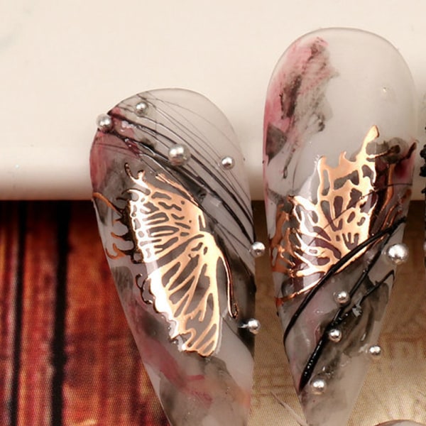 12 ark Butterfly Nail Stickers 3D Självhäftande Nagel Dekaler för Kvinnor Flickor Manikyr DIY, 10*8cm