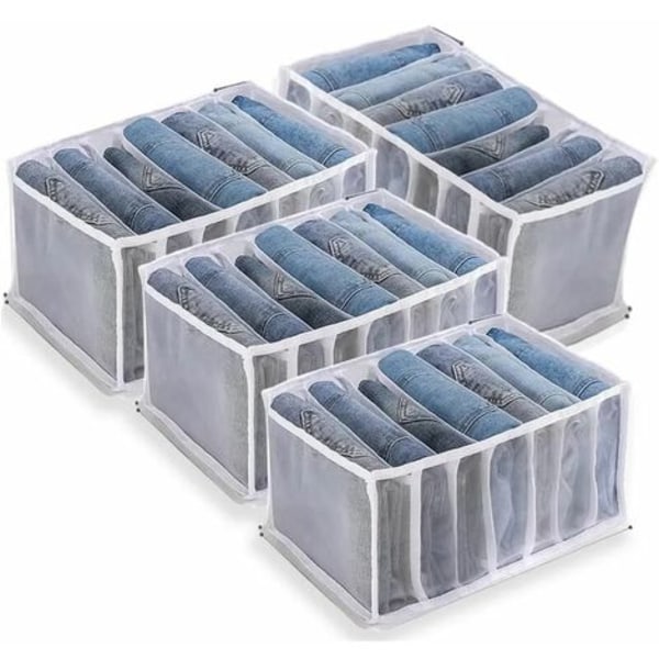 Bärbar Byxor Tröjor Organizer, Garderob Kläder Organizer med Genomskinlig Design, Stor Kapacitet för Garderob (4-delars Set)