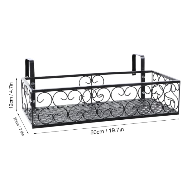 Balkongräcke i järn, hängande blomställningsställ, växtförvaringsräcke, hylla, dekoration
