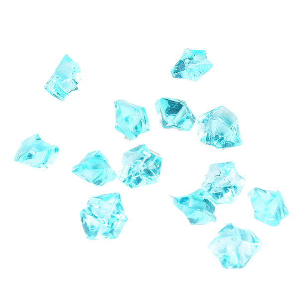 100 st lysande blå akryl iskubstenar, falska krossade isstenar, akvarelldekorationer, 11*14 mm