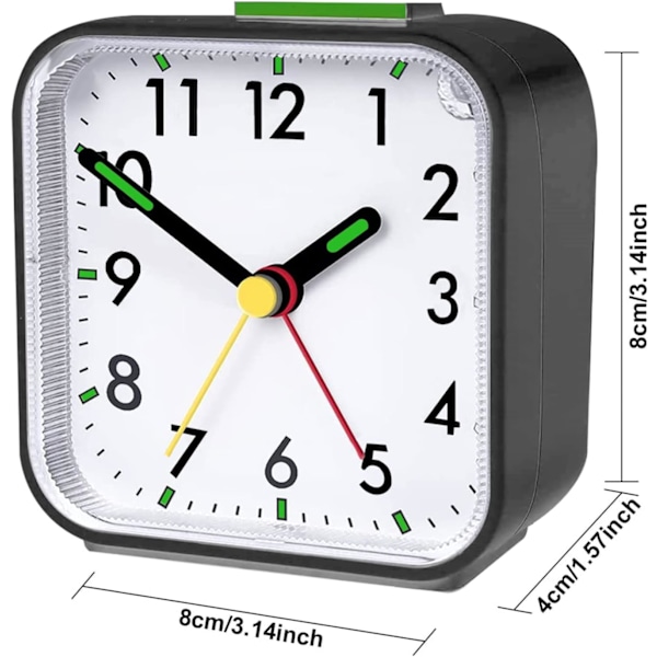 Analog Väckarklocka, Helt Tyst Design Utan Tickande Ljud För Ostörd Sömn, Batteridriven Med Snooze-Funktion, Kompakt Storlek För Enkel Resa,