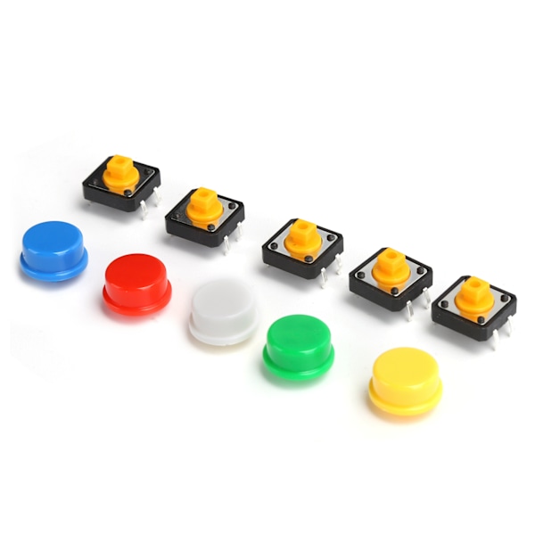 25 st 12x12x7,3 mm Taktil Tryckknapp med Rund Kåpa Mikroswitch för DIY Elektroniska Produkter
