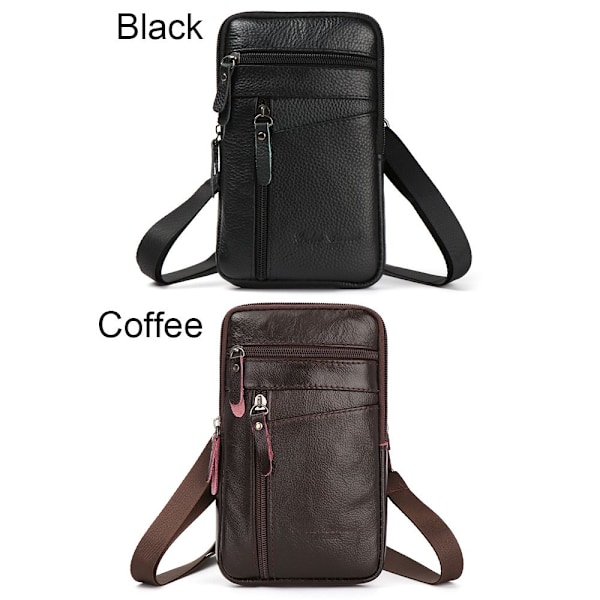 Herr multifunktions axelremsväska i läder Bälte Casual handväska black black