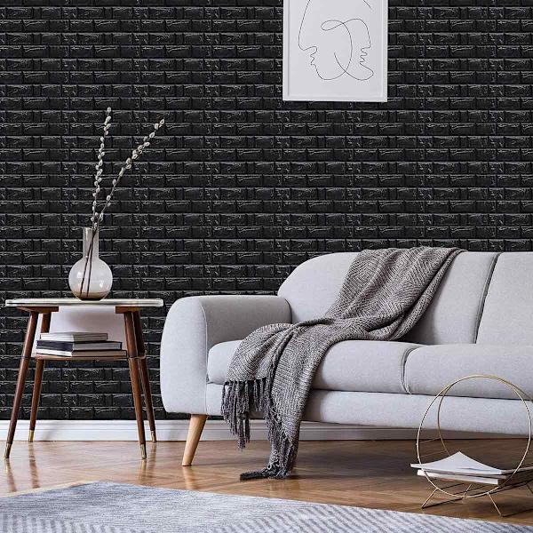 3D väggpaneler Skala och klistra 10 st skum tegel tapet för sovrum Faux sten väggpanel självhäftande tapet, 32CM*32CM*6MM