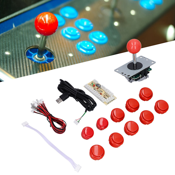 QM070901 Arkadspels Joystick Kit Noll Fördröjning Arkadspel DIY Kit Delar med Encoderkort 10 Knappar Joystick för MAMERed