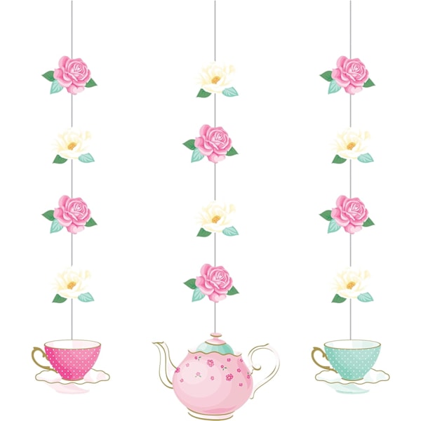 Creative Converting Floral Tea Party Hängande Dekorationer, 3 Multi Color