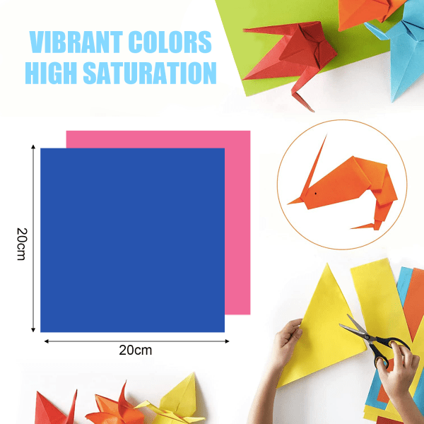 100 ark färgat origamipapper, 20x20 cm 50 olika färger O