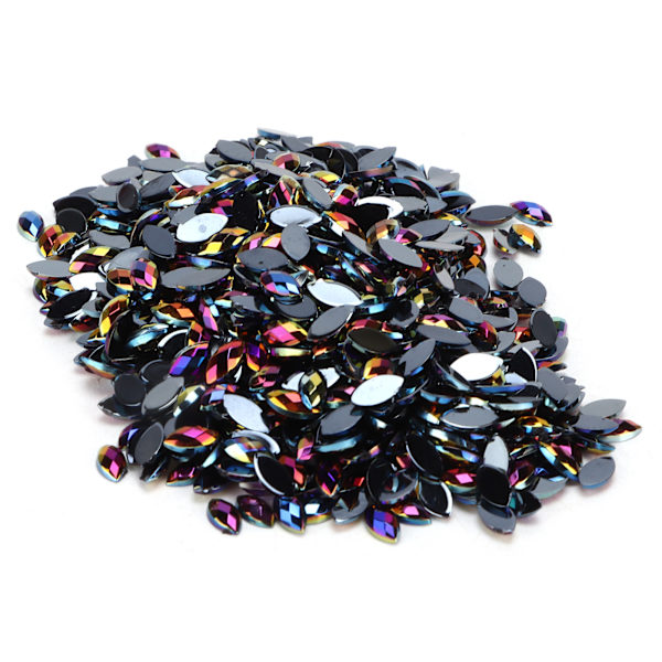 1000 st Crafting Strass Stenar DIY Hästögat Forma Fancy Flatback Glaskristaller Pärlor för Hantverk Dekoration Present09 Svart AB
