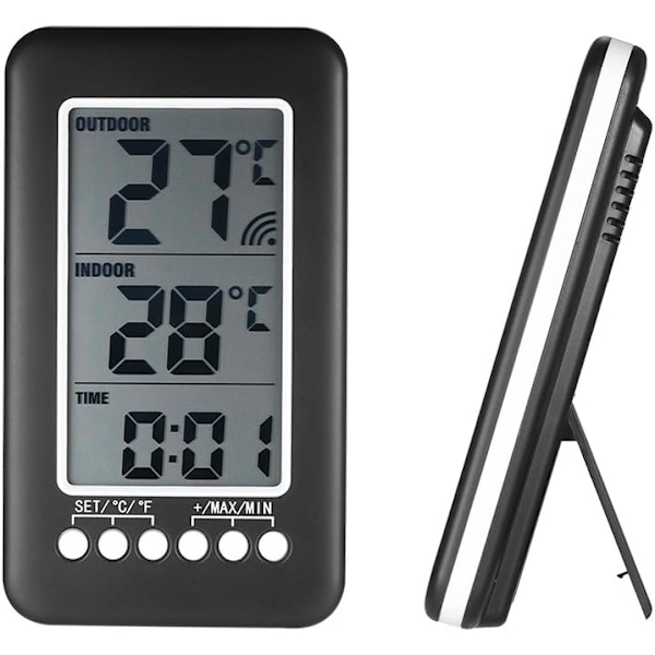 Noggrann Digital Termometer Med Temperaturtrendpilar, Högsta Och Lägsta Värden, Fjärrsensor För Hem- Och Utomhusbruk, Batteridriven, Lätt Att