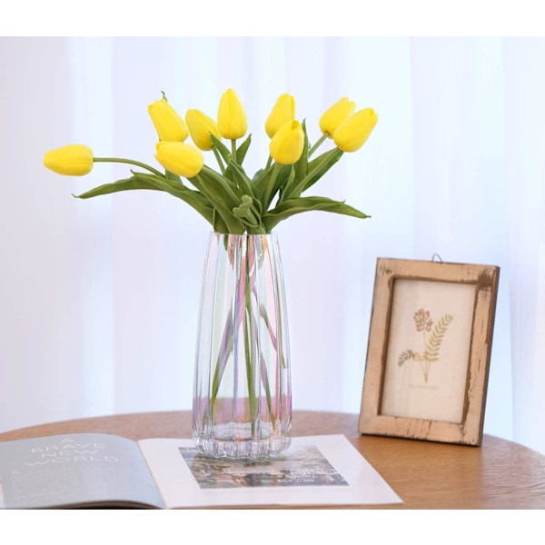 Utsökt blomvas för dekoration, klar glasvas med hållbart munblåst glas och enkel stilren design perfekt för heminredning och bröllop