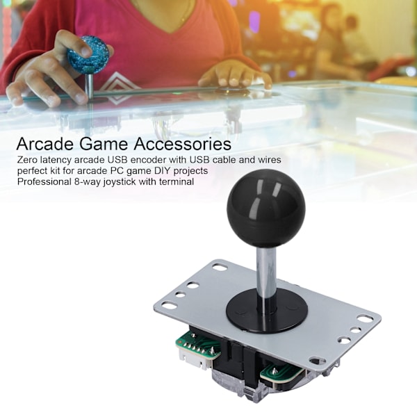 QM070901 Arkadspels Joystick Kit Noll Fördröjning Arkadspel DIY Kit Delar med Encoderkort 10 Knappar Joystick för MAME Blandad Färg (Svart)
