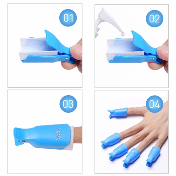 Professionella nagellackborttagare i plastakryl för nagelkonst, UV-gelomslag, rengöringsmedel, blötläggning, keps, klämma