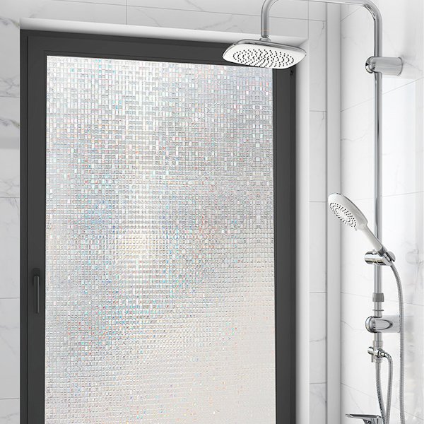 Fönsterdekaler i mosaikmönster, frostat glas, genomskinligt, ogenomskinligt, badrum, anti-insyn, bländskydd