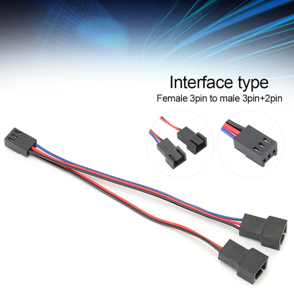 5 st Fläktadapterkabel 2-i-1 Datorchassitillbehör Hona 3-Pin till Hane 3-Pin 2-Pin