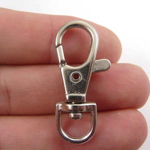 Vridbara Karbinhakar, Nyckelring Clips 10 delar Silver 1 cm