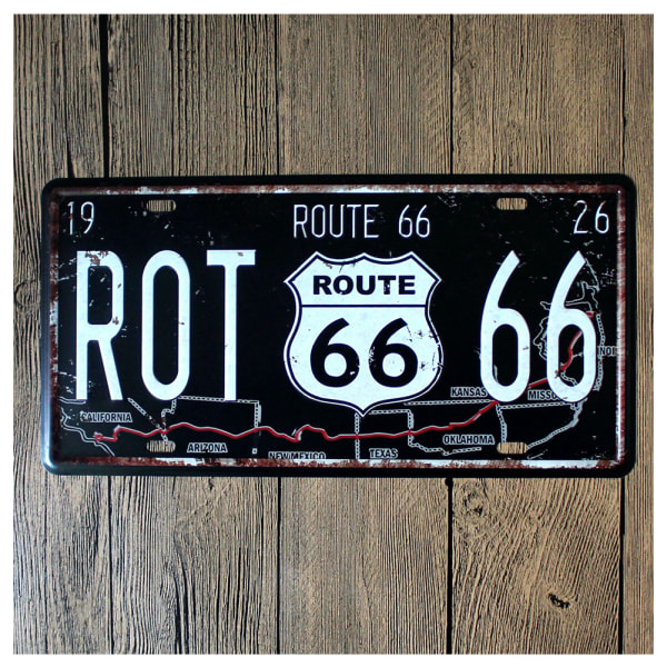 Route 66 USA R66 registreringsskylt Amerikansk metallskylt Vintage plakett Auto registreringsskylt Garage Hem Väggdekor