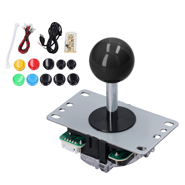 QM070901 Arkadspels Joystick Kit Noll Fördröjning Arkadspel DIY Kit Delar med Encoderkort 10 Knappar Joystick för MAME Blandad Färg (Svart)